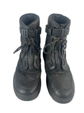 Dr . Martens Men Combs Tech Black Textile Lace-Up Buckle Cordura Boot Size 9